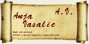 Anja Vašalić vizit kartica
